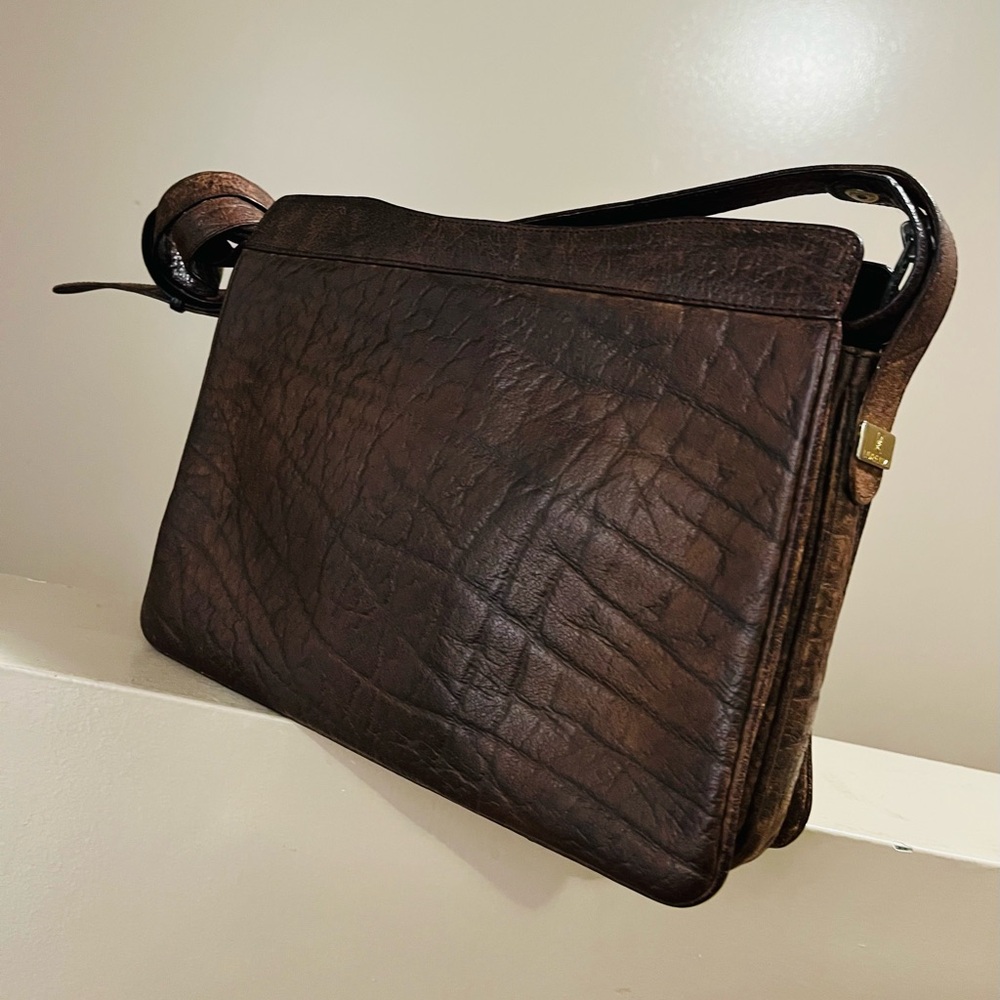 1980s Buffalo Leather Shoulder Bag